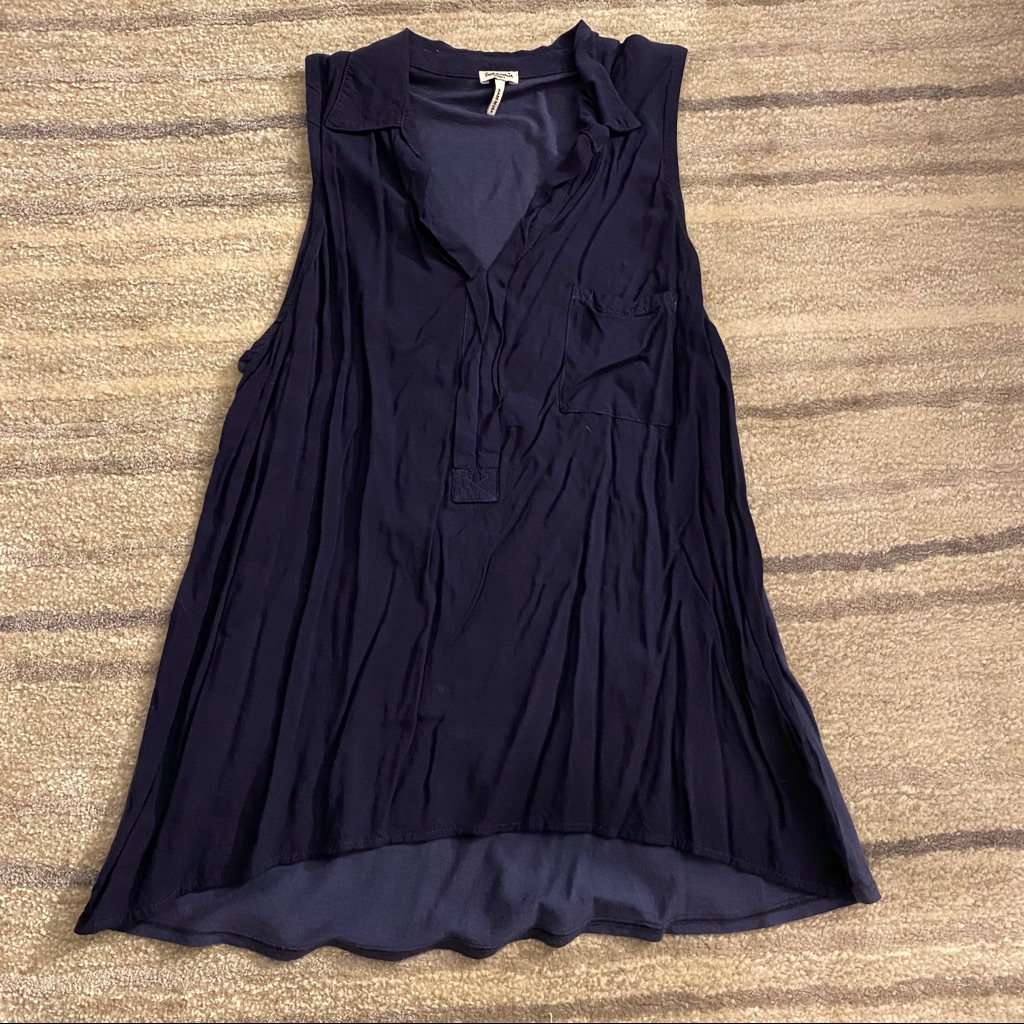 Splendid Navy Collared Top